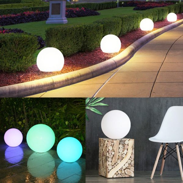 LED-kuglelampe med farveskift og fjernbetjening - 12 cm.