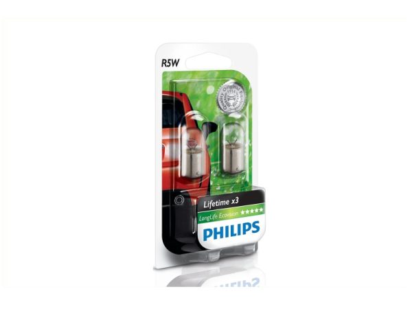 Pære R5W LongLife EcoVision [12 V] (2 stk.), PHILIPS, 12 V