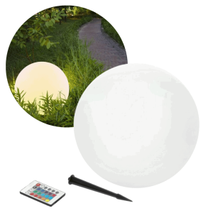 Solcelle Kuglelampe - Udendørs Solcelle Lampe - RGB+3000K - Ø300mm - IP54