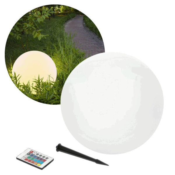 Solcelle Kuglelampe - Udendørs Solcelle Lampe - RGB+3000K - Ø300mm - IP54