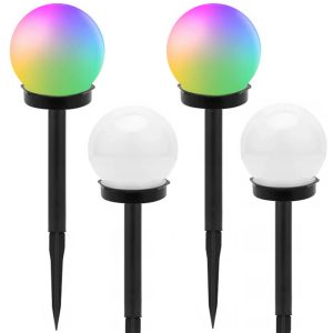 Solcelledrevne Have kuglelamper 10 cm med Sensor i flere Farver - 4 pak