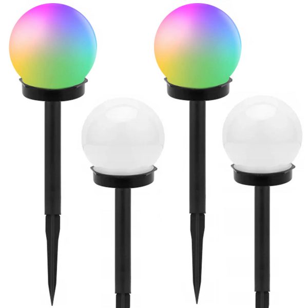 Solcelledrevne Have kuglelamper 10 cm med Sensor i flere Farver - 4 pak